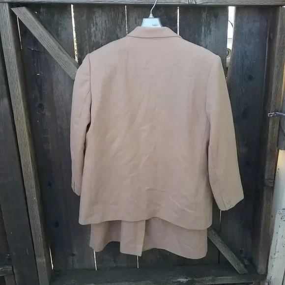 Vintage Wool Blend Tan/Camel Skirt Suit Light Academia Office
